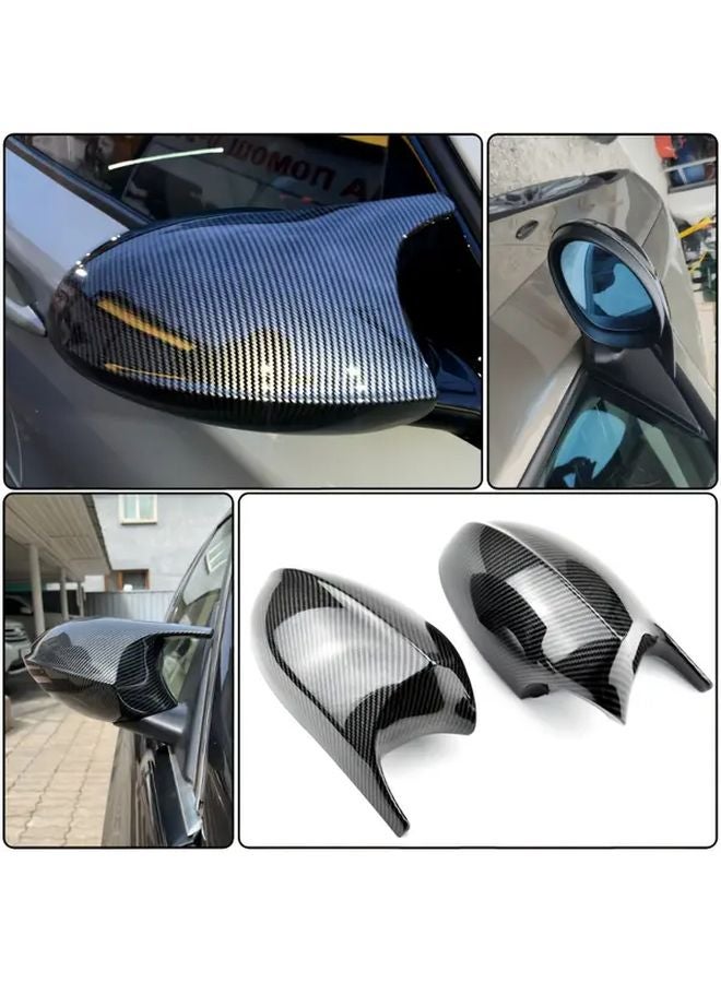 BMW E81 E87 E82 E88 E90 E91 E92 E93 أصداف مرايا خارجية بنمط الكربون على شكل قرون الثور - Image 4